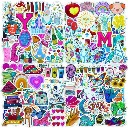 Lovely Et Beau Design - Autocollant 200 Pcs Stickers Marque,Style Esthétique Graffiti Déco,Imperméable Matière Vinyle,Stickers Pour Ordinateur Portable,Bouteille D'eau,Moto Velo Casque,Bagages,Tasse,Téléphones Portables