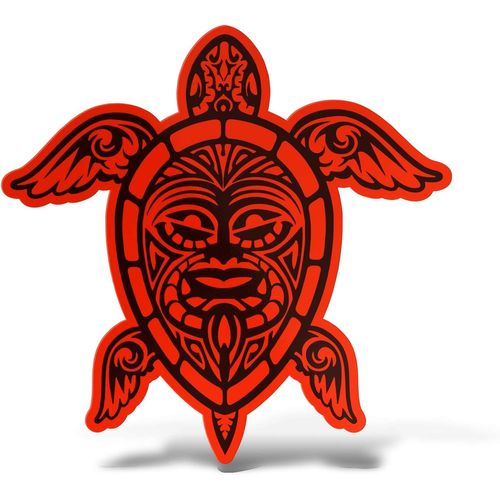 Cm 30 - Rosso Fluo - Autocollant Rouge Fluo 30 Cm Tortue Tribal Sticker Imprimé Pour Voiture, Moto, Mur, Pare-Chocs, Ordinateur Portable, Bagages De Vélo