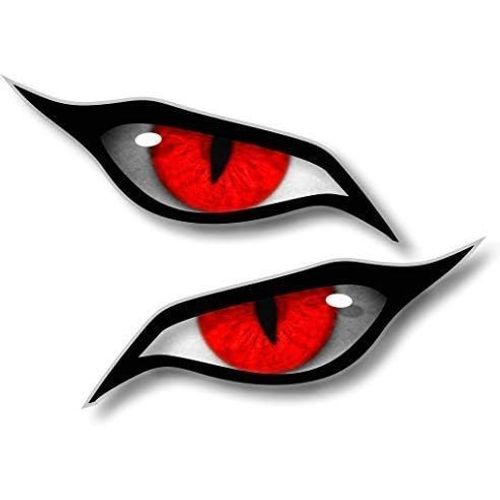 Paire De Yeux De Démon Rouge Iris Vinyl Drone Casque Moto Autocollant Voiture 70x30mm Chaque-Générique