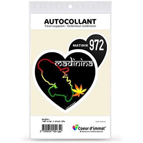 Sticker Autocollant Coeur J'aime La Martinique 972 - Madinina