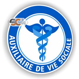 Vitrophanie Auxiliaire Vie Autocollant Caducée Auxiliaire Vie Sociale - Vitrophanie Personnalisable Sticker Auxiliaire Vie Social