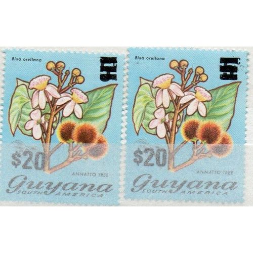 Guyana Timbres Fleurs , Surchargés