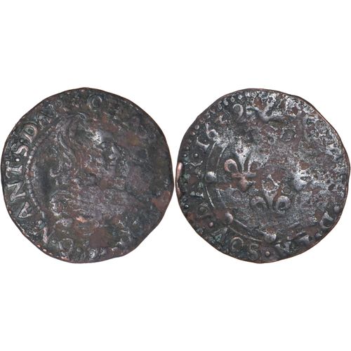 France - Principauté D'arches-Charleville - Charles Ii De Gonzague - Double Tournois - 1639 - Rare R2 - Feos01e5