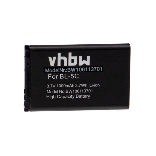 Vhbw Batterie Compatible Avec Nokia 100, 101, 106 Dual Sim, 1100, 1101, 1110, 1110i, 1112, 1600 Smartphone (1000mah, 3,7v, Li-Ion)