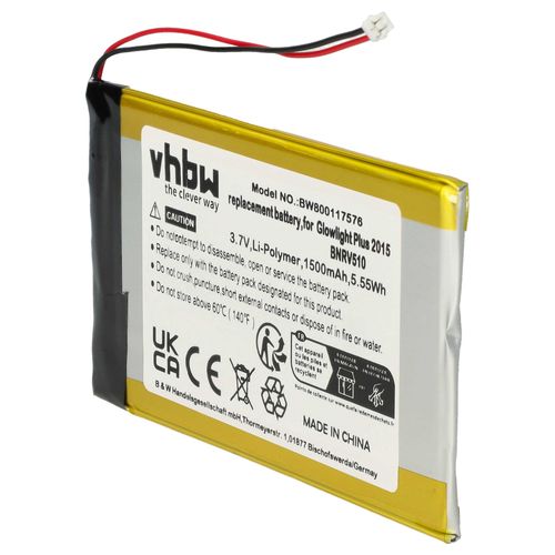vhbw 1x Batterie compatible avec Barnes & Noble BNRV510 liseuse e-book reader (1500mAh, 3,7V, Li-polymère)