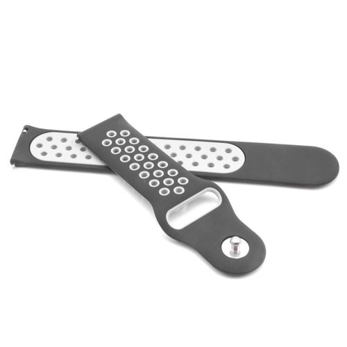 Vhbw Bracelet Compatible Avec Vostok Amphibian Montre Connectée - 13,3cm + 9,7 Cm Silicone, Noir / Blanc