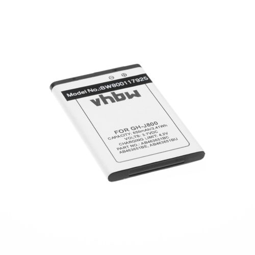 Vhbw Li-Ion Batterie 650mah (3.7v) Pour Téléphone Smartphone Samsung Gt-M7500 Emporio Armani, Gt-M7600, Gt-M7603, Gt-S3370, Gt-S3370 Corby 3g