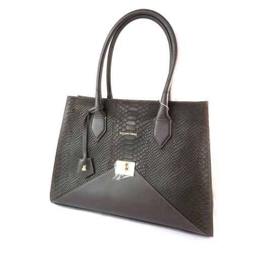 Sac cuir 'Jacques Esterel' marron (motif python)