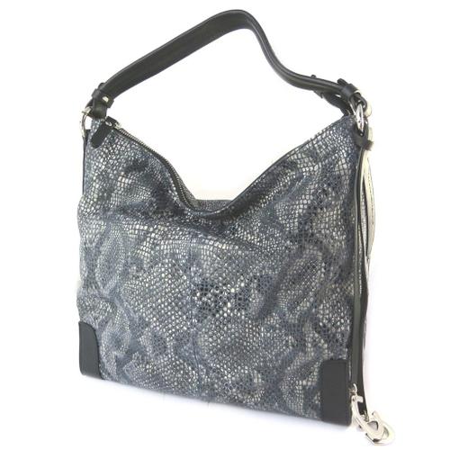 PROMOTION ! Sac cuir 'Gianni Conti' noir (motif python) - 30x30x15 cm