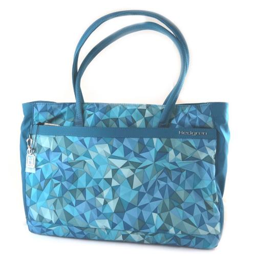 PROMOTION ! Sac 'Hedgren' turquoise (triangles) - 41x30x8. 5 cm