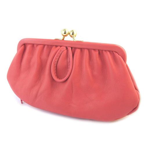 PROMOTION ! Porte-monnaie bourse Cuir 'Scarlett' rose corail (3 compartiments) - 14 cm