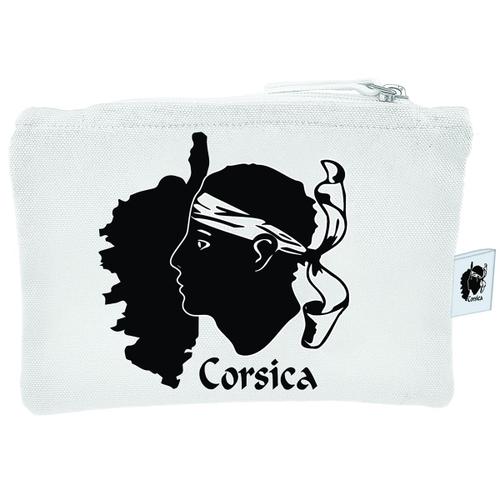 PROMOTION ! Trousse plate coton 'Corsica' blanc (tête de Maure) - 22x14 cm