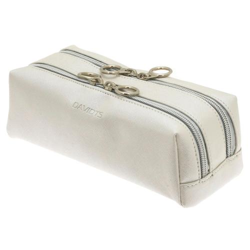 Trousse de maquillage zippée 'Zip'n go' beige satiné (2 compartiments) - 21. 8x8. 5x7 cm