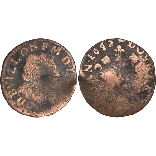France - Principauté De Sedan - Frédéric-Maurice De La Tour D'auvergne - 1642 - Double Tournois Type 14 - Feos01g5