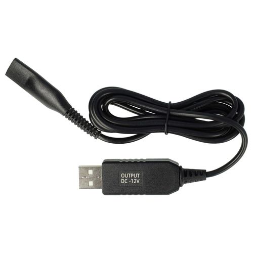 vhbw Câble de charge compatible avec Braun Pulsonic 9566, 9565, 5692 - 5695, 9000 type 5671 - 5674 rasoir - Câble d'alimentation, 120 cm, noir