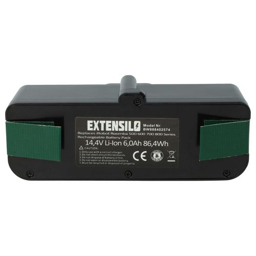 EXTENSILO 1x Batterie compatible avec iRobot Roomba 860, 890, 801, 696, 850, 695, 805, 877, 891, 685, 691, 690 aspirateur (6000mAh, 14,4V, Li-ion)