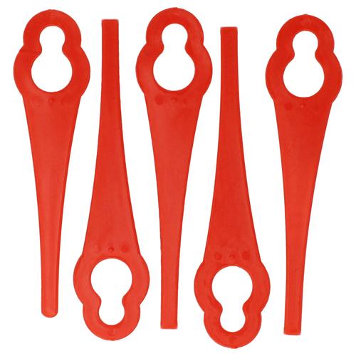 vhbw 5x Lames compatible avec Einhell BG-ART 18 Li, GC-BG-CT 18/1 Li, BG-CT 18 Li taille gazon - Lames de rechange, rouge, nylon / plastique