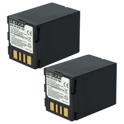 EXTENSILO 2x Batterie compatible avec JVC GZ-MG77, GZ-MG70, GZ-MG67U, GZ-MG67AC, GZ-MG67AH-U, GZ-MG70E caméra vidéo caméscope (3150mAh, 7,4V, Li-ion)