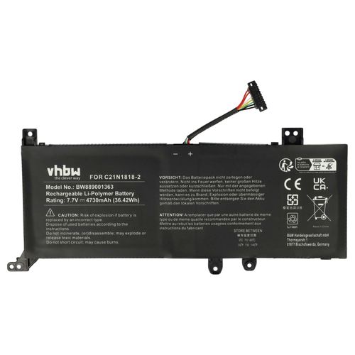 vhbw Batterie compatible avec Asus R415DA, R415E, R415EA, R415F, R415FA, R415J, R415JA, R415U ordinateur portable (4730mAh, 7,7V, Li-polymère)