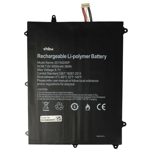 vhbw Batterie compatible avec Trekstor Primebook C13, C13B ordinateur portable (5000mAh, 7,6V, Li-polymère)