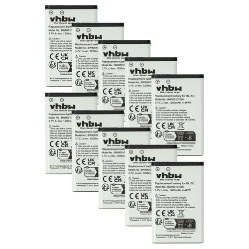 Vhbw 10x Batterie Compatible Avec Nokia 1800, 208, 215, 220 Dual Sim, 2300, 207, 1112, 1650, 1600 Téléphone Portable (1200mah, 3,7v, Li-Ion)