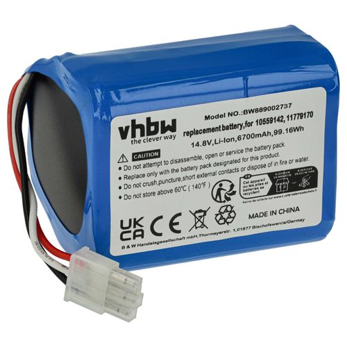 vhbw 1x Batterie remplacement pour Miele 11779170, 10559142 pour robot électroménager (6700mAh, 14,8V, Li-ion, sans boîtier)