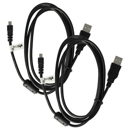 vhbw 2x Câble de données USB (USB standard type A vers appareil photo) compatible avec Pentax M 30, DL, K10D, K110D, K100D appareil photo, 150 cm