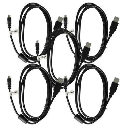 vhbw 5x Câble de données USB (USB standard type A vers appareil photo) compatible avec Pentax M 30, DL, K10D, K110D, K100D appareil photo, 150 cm