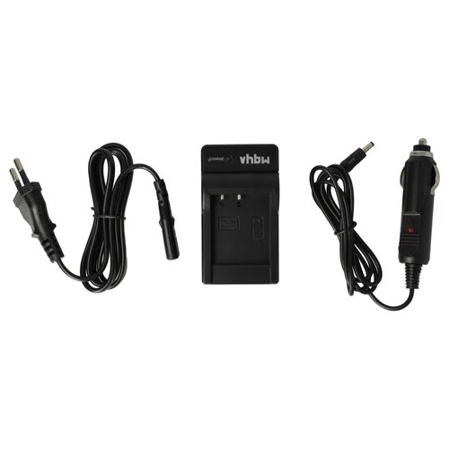 vhbw Chargeur compatible avec Sony Cybershot DSC-W120, DSC-W130, DSC-W150 caméra caméscope action-cam + câble de voiture + témoin de charge 4,2 V