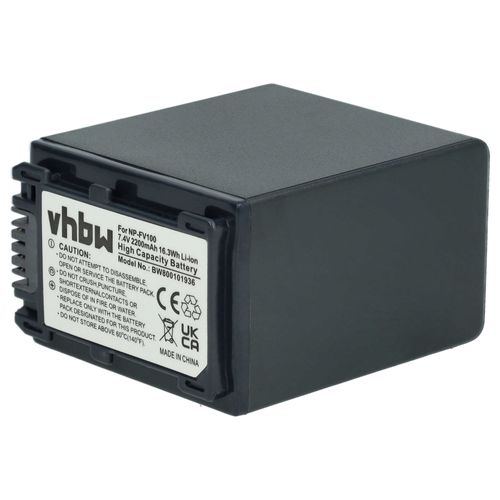 vhbw 1x Batterie remplacement pour Sony NP-FV50, NP-FV60, NP-FV70 pour caméra vidéo caméscope (2200mAh, 7,2V, Li-ion) avec puce d'information