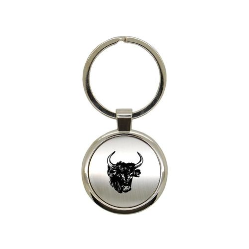 Porte clé en métal alu brossé gravure laser Tête de taureau 2