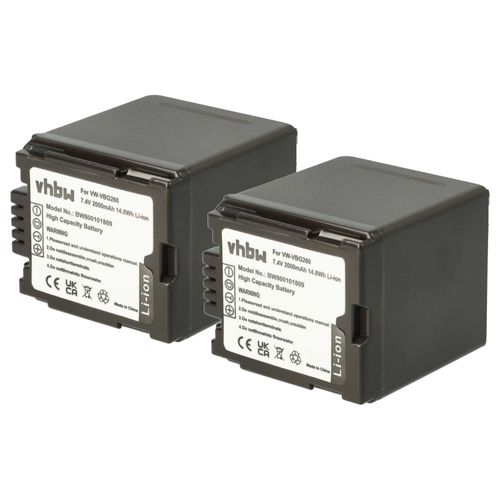 vhbw 2x Batterie compatible avec Panasonic HDC-TM700, NV-GS320, NV-GS330 caméra vidéo caméscope (2000mAh, 7,2V, Li-ion) avec puce d'information