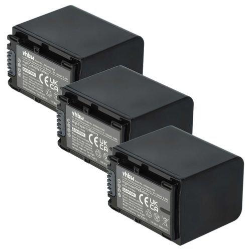 vhbw 3x Batterie compatible avec Sony HDR-CX410VE, HDR-CX360VE, HDR-CX450 caméra vidéo caméscope (1300mAh, 7,2V, Li-ion) avec puce d'information