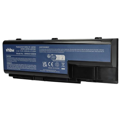 vhbw Li-Ion batterie 4400mAh (10.8V) pour ordinateur, PC Acer Aspire 7520G-502G32Mi, 5920G, 7720-3A2G12Mi, 6920G-832G25Bn comme AS07B32, AS07B72.