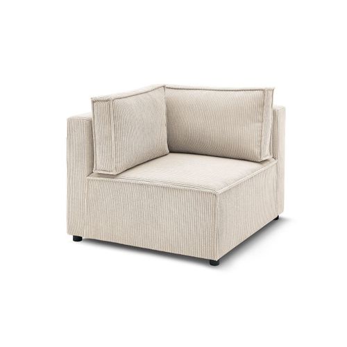 Angle Pour Canapé Modulable Nihad Tissu Velours Côtelé Beige