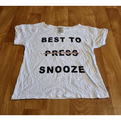 T-Shirt Blanc Inscription Noir H&m Taille 34 Xs