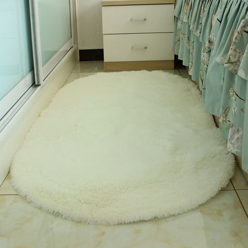 Tapis Ovale En Velours Pour Salon,Tapis En Peluche Rose Pour Chambre À Coucher,Coussin De Balcon,Décoration De Hall Pour Enfants - Type Creamy-White-100x200cm(39x78in)
