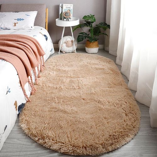 Tapis Ovale En Velours Pour Salon,Tapis En Peluche Rose Pour Chambre À Coucher,Coussin De Balcon,Décoration De Hall Pour Enfants - Type Light Camel-160x200cm(63x78in)