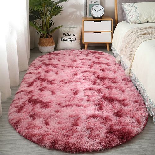 Tapis Ovale En Velours Pour Salon,Tapis En Peluche Rose Pour Chambre À Coucher,Coussin De Balcon,Décoration De Hall Pour Enfants - Type Tie Dyed Crimson-120x160cm(47x63in)