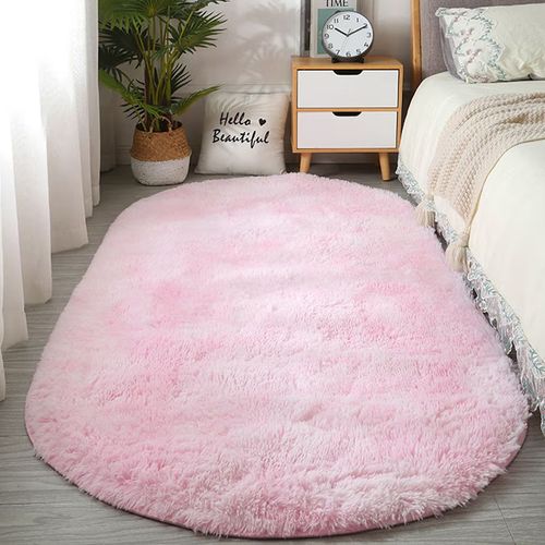 Tapis Ovale En Velours Pour Salon,Tapis En Peluche Rose Pour Chambre À Coucher,Coussin De Balcon,Décoration De Hall Pour Enfants - Type Tie Dyed Light Pink-180x200cm(70x78in)