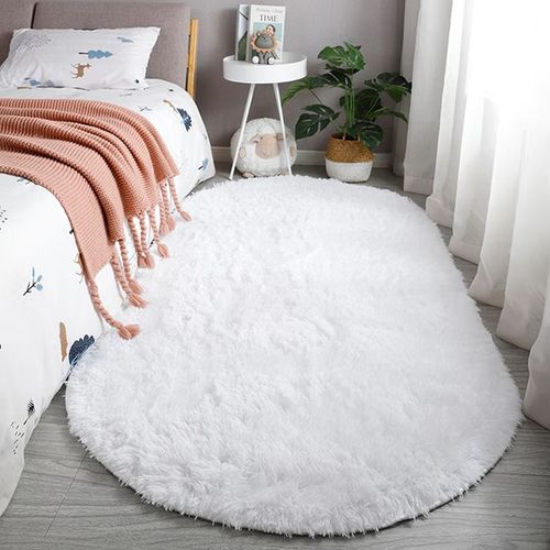 Tapis Ovale En Velours Pour Salon,Tapis En Peluche Rose Pour Chambre À Coucher,Coussin De Balcon,Décoration De Hall Pour Enfants - Type White-50x80cm(19.6x31.5in)