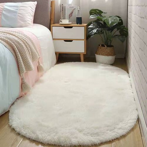 Tapis En Peluche Lavable À La Main Pour Enfants,Tapis Pys Ovales,Tapis De Chambre À Coucher,Tapis De Salon,Antidérapant,Fourrure,Décoration D'intérieur De Chevet,Blanc - Type White-50x80cm 19x31in