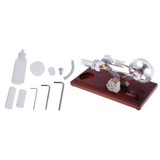 DERELOAS Moteur Stirling pour adultes - Moteur Stirling en métal qui fonctionne avec des lampes à alcool, modèle de moteur à vapeur à air chaud à faisceau d'équilibre | Kit d'expérience cool
