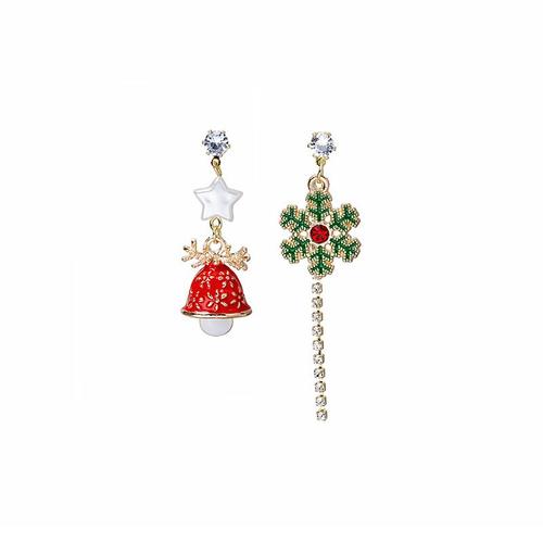 Boucles D'oreilles Asymétriques De Noël S925 Argent Multicolore