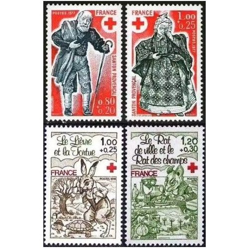 France 1977 / 1978, Très Belles Paires Croix Rouge Neuves** Luxe, Timbres Yvert 1959 & 1960 Santons De Provence, Et 2024 & 2025 Fables De La Fontaine. -