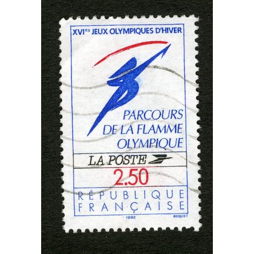 Timbre Oblitéré Xvie Jeux Olympique D'hiver,Parcours De La Flamme Olympique,La Poste,République Française,1992,Bequet,2,50