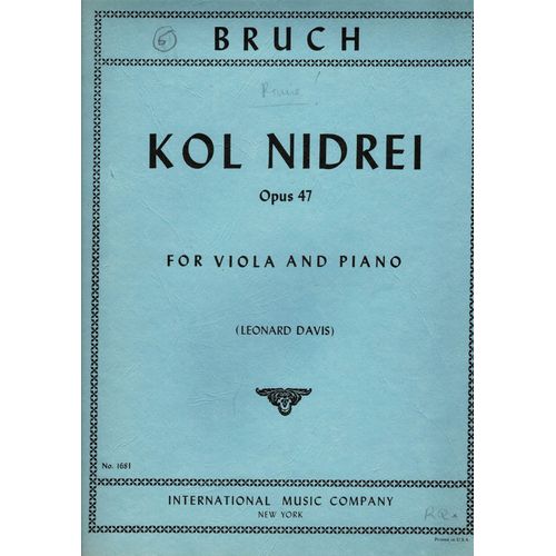 Max Bruch - Kol Nidrei Opus 47 Pour Alto Et Piano