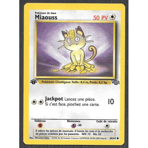 Carte Pokémon Miaouss 56/64 [Premiere Edition 1] - Jungle Wizards (Fr)