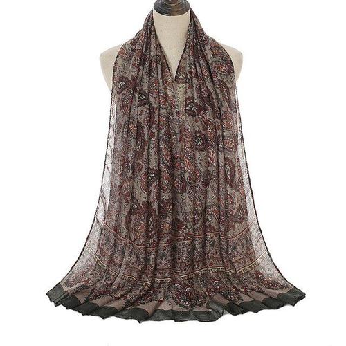 Echarpe - Foulard - Cheche - Snood ,6--Nouveau Foulard De Styliste Pour Femme, Foulard En Viscose Imprimée De Cajou, Foulard Hijab M