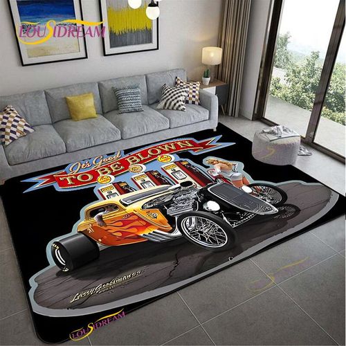 Tapis Rétro Rockabilly Hip Hop Music,Moquette De Couloir De Cuisine,Moquette Pour Salon,Chambre À Coucher,Polymères De Sol,Grand Non-Ald,Cuisine - Type 80x120cm #H